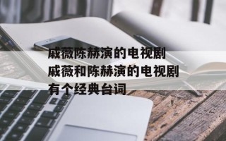 戚薇陈赫演的电视剧 戚薇和陈赫演的电视剧有个经典台词
