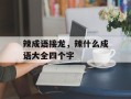 辣成语接龙，辣什么成语大全四个字
