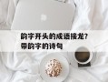 韵字开头的成语接龙？带韵字的诗句