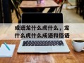 成语龙什么虎什么，龙什么虎什么成语和俗语