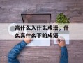 高什么入什么成语，什么高什么下的成语