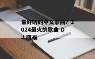 最好听的中文歌曲？2024最火的歌曲 DJ 阿福