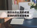 诗什么什么流的成语 带诗的四字成语唯美