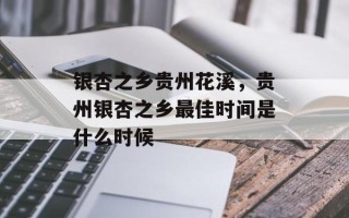 银杏之乡贵州花溪，贵州银杏之乡最佳时间是什么时候