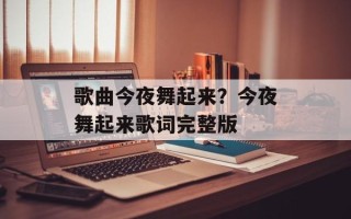 歌曲今夜舞起来？今夜舞起来歌词完整版