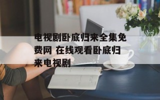 电视剧卧底归来全集免费网 在线观看卧底归来电视剧