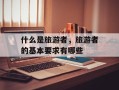 什么是旅游者，旅游者的基本要求有哪些