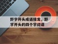 野字开头成语接龙，野字开头的四个字词语