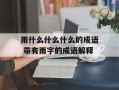 雨什么什么什么的成语 带有雨字的成语解释