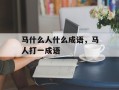 马什么人什么成语，马人打一成语