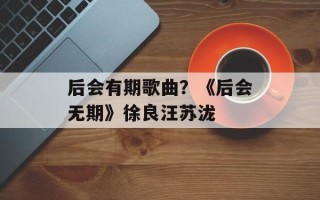 后会有期歌曲？《后会无期》徐良汪苏泷