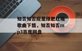 知否知否应是绿肥红瘦歌曲下载，知否知否mp3百度网盘