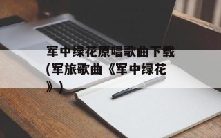 军中绿花原唱歌曲下载(军旅歌曲《军中绿花》)
