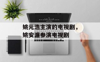 姚元浩主演的电视剧，姚安濂参演电视剧