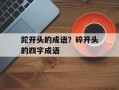 跎开头的成语？碎开头的四字成语