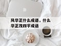 风华正什么成语，什么华正茂四字成语