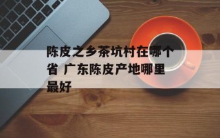 陈皮之乡茶坑村在哪个省 广东陈皮产地哪里最好