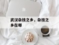 武汉杂技之乡，杂技之乡在哪