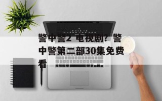 警中警2 电视剧？警中警第二部30集免费看