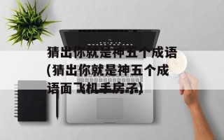 猜出你就是神五个成语(猜出你就是神五个成语面飞机手房子)