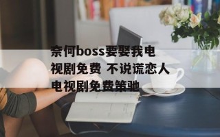 奈何boss要娶我电视剧免费 不说谎恋人电视剧免费策驰
