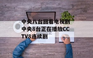 中央八台回看电视剧 中央8台正在播放CCTV8连续剧