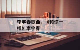 李宇春歌曲，《和你一样》李宇春