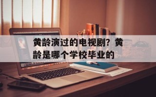 黄龄演过的电视剧？黄龄是哪个学校毕业的